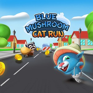 Play Blue Mushroom Cat Run Online